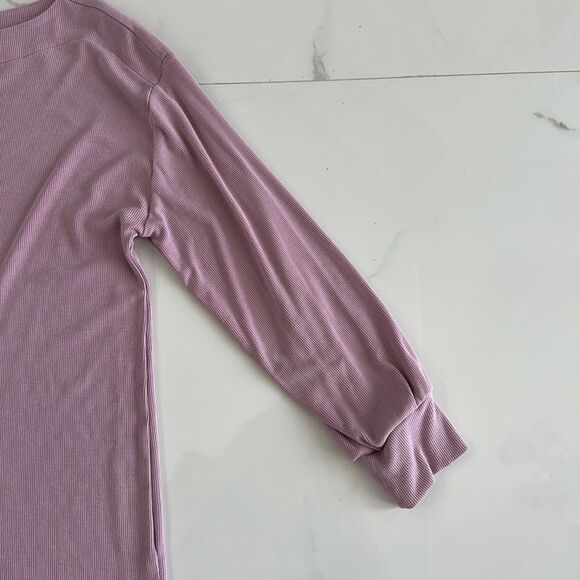 Loft Outlet Ribbed Soft Pink Boat Neck 3/4 Sleeve Top Sz Small - Picture 3 of 8